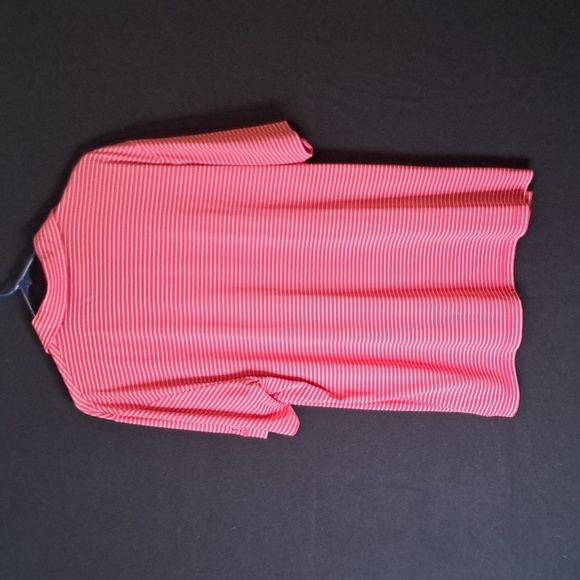 PGA Tour Polo Men's Large Pink White Striped Short Sleeve Golf Shirt - Picture 3 of 6